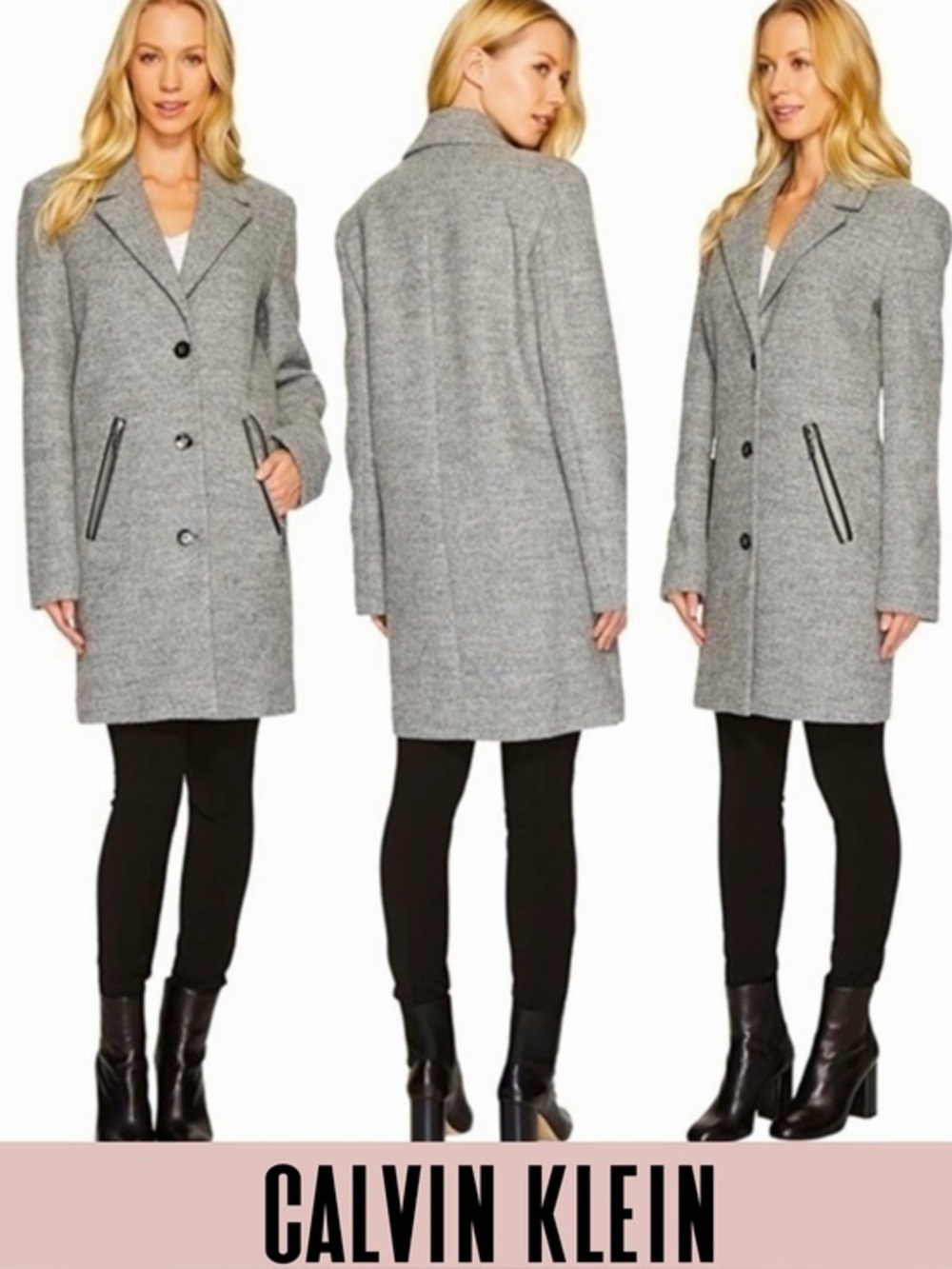 Calvin Klein boucle wool coat Small